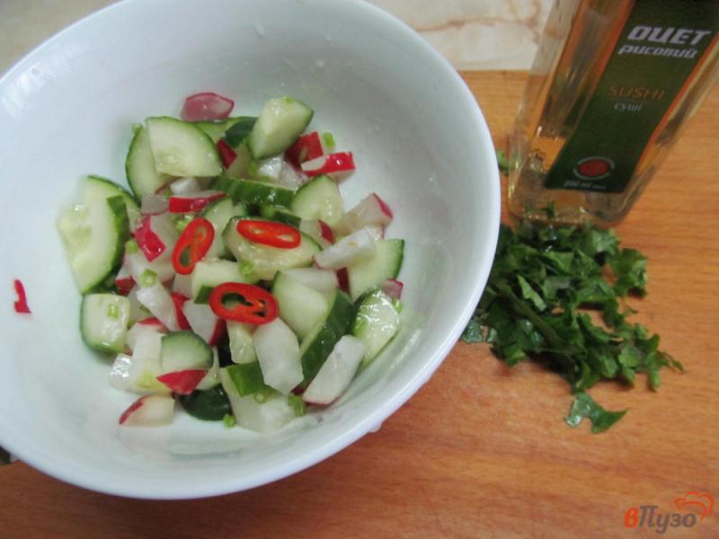 Фото приготовление рецепта: Салат из лапши с огурцом и редисом шаг №1