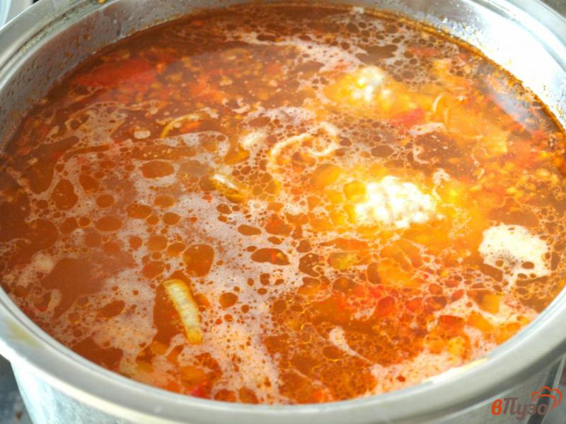 Фото приготовление рецепта: Суп из индейки с помидорами и болгарским перцем шаг №6