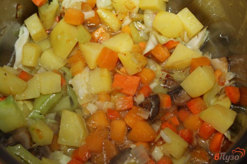 Фото приготовление рецепта: Овощное рагу с картофелем, капустой и тыквой шаг №3