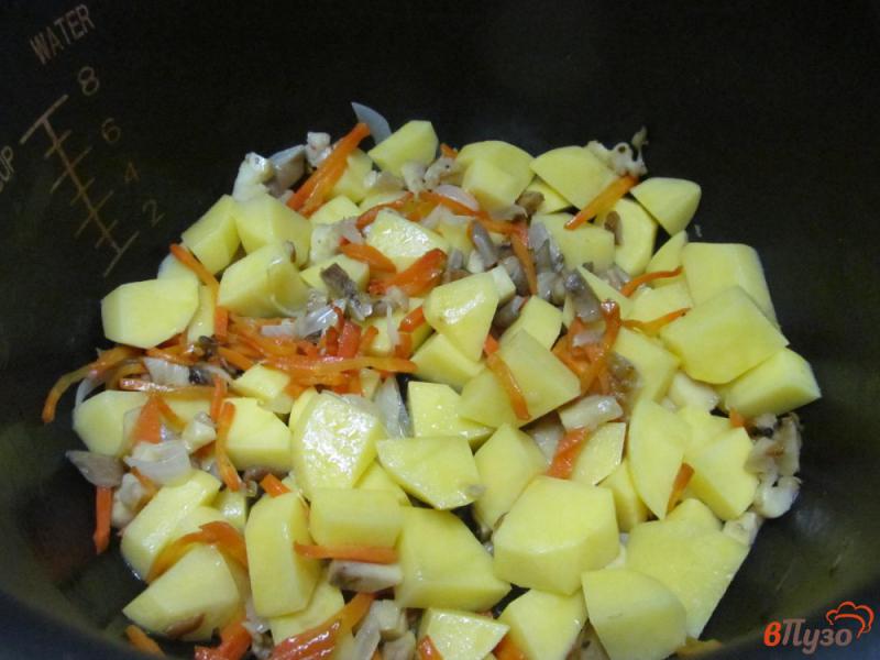 Фото приготовление рецепта: Картошка тушеная с квашеной капустой и вешенками шаг №3