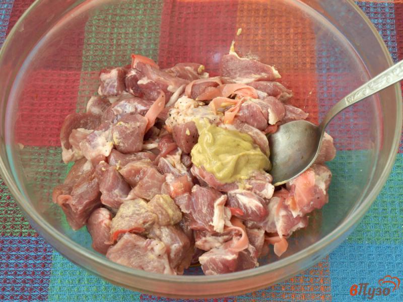 Фото приготовление рецепта: Свинина на сковороде маринованная с имбирём и горчицей шаг №2