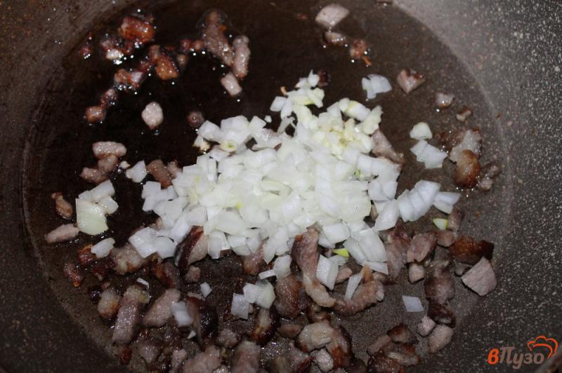 Фото приготовление рецепта: Картофельное пюре по - сельски с салом и луком шаг №4