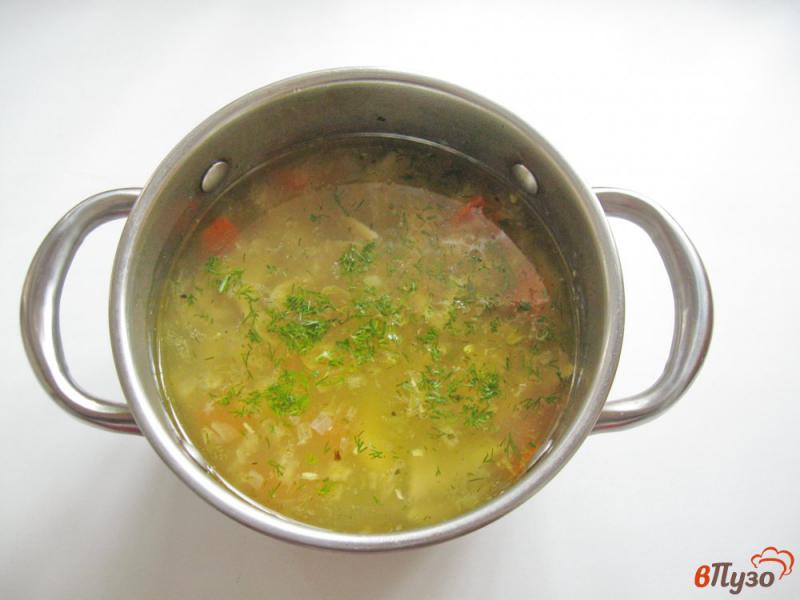Фото приготовление рецепта: Рисовый суп с грибами и чесноком шаг №8
