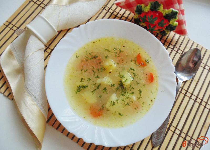 Фото приготовление рецепта: Овсяный суп с зеленым горошком шаг №6