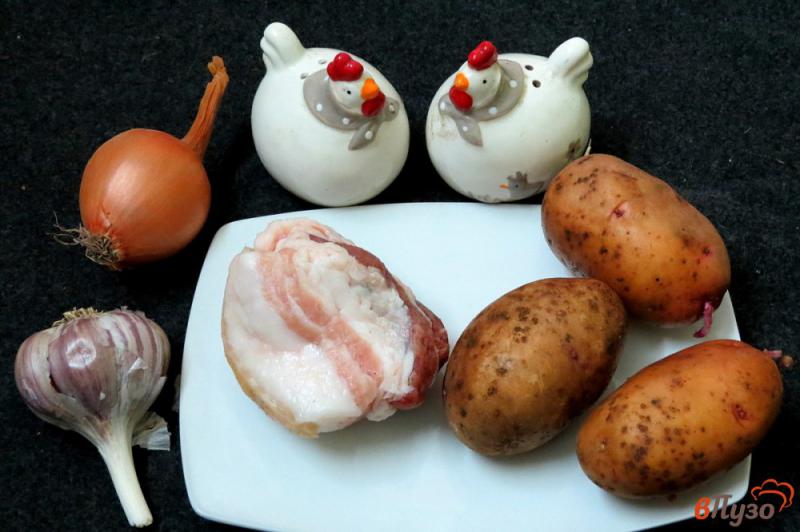 Фото приготовление рецепта: Картофель запеченный с салом и луком шаг №1