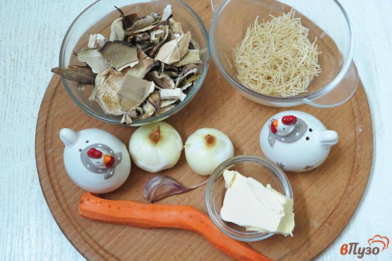 Фото приготовление рецепта: Суп из белых грибов с вермишелью паутинка шаг №1