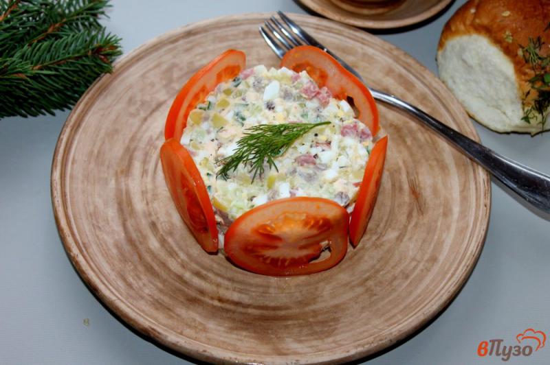Фото приготовление рецепта: Салат из телятины, колбасы и картофеля шаг №6