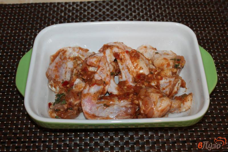 Фото приготовление рецепта: Запеченные куриные крылья в томатном соусе с горчицей шаг №5
