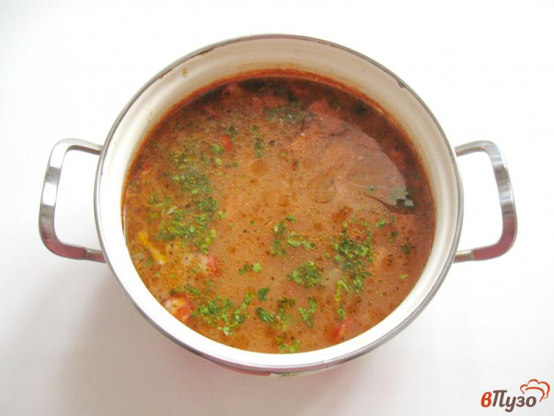 Фото приготовление рецепта: Суп с рисом и копченостями шаг №8
