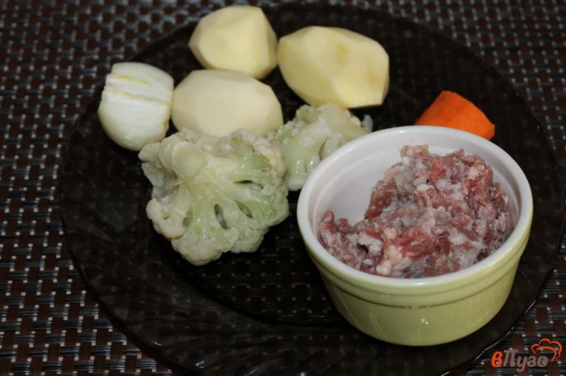 Фото приготовление рецепта: Суп с цветной капустой и мясными фрикадельками шаг №1