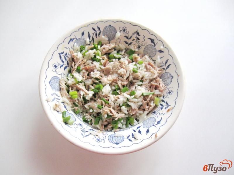 Фото приготовление рецепта: Блинчики с мясом, рисом и зеленым луком шаг №8