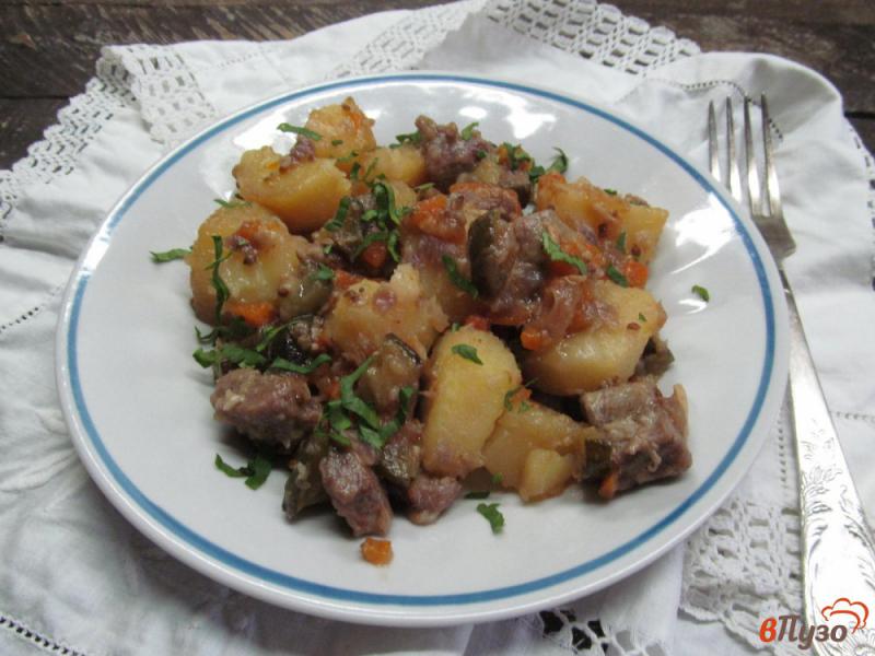 Фото приготовление рецепта: Мясо с картофелем и огурцом в мультиварке шаг №9