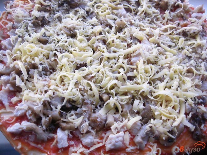 Фото приготовление рецепта: Пицца с курицей и вешенками шаг №10