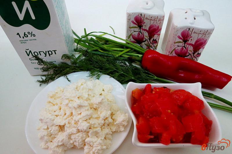 Фото приготовление рецепта: Салат из творога, помидоров и перца шаг №1