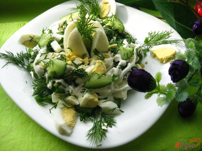 Фото приготовление рецепта: Салат весенний с огурцами шаг №11