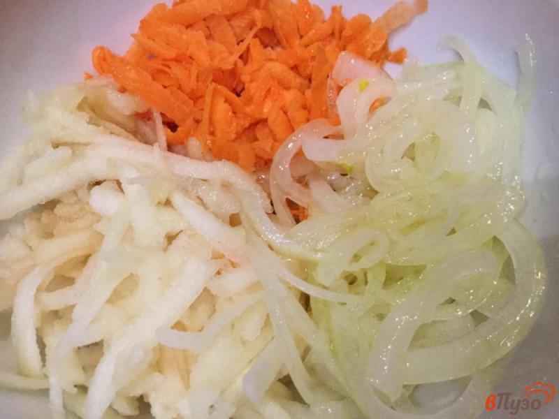 Фото приготовление рецепта: Морковный салат с яблоком и луком шаг №6