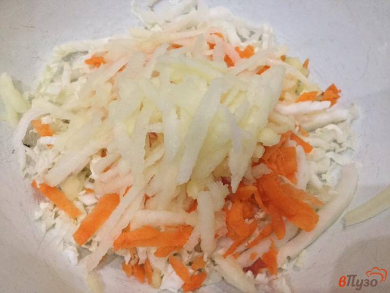 Фото приготовление рецепта: Салат из пекнской капусты, моркови и яблока шаг №3