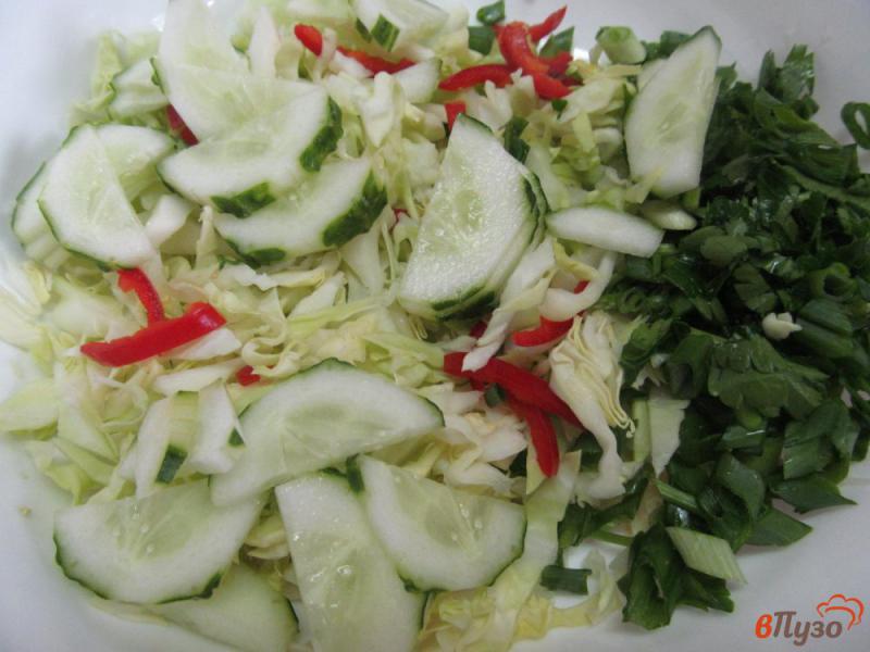 Фото приготовление рецепта: Салат из молодой капусты с кукурузой и чили шаг №3