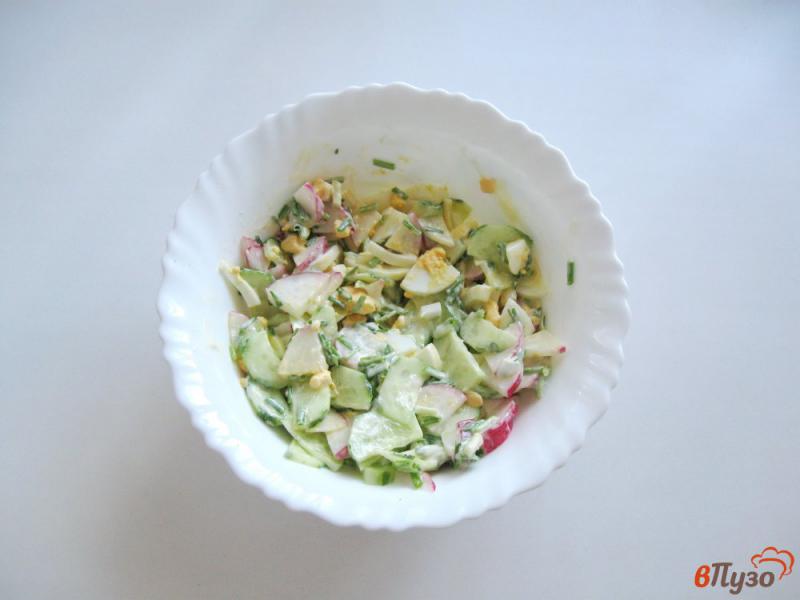Фото приготовление рецепта: Салат с редисом и огурцом шаг №6