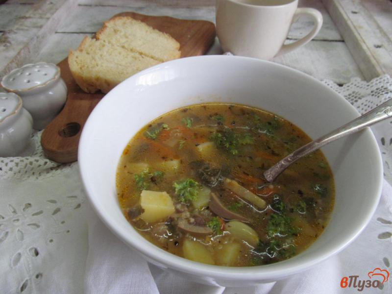 Фото приготовление рецепта: Рисовый суп с почками и щавелем шаг №10