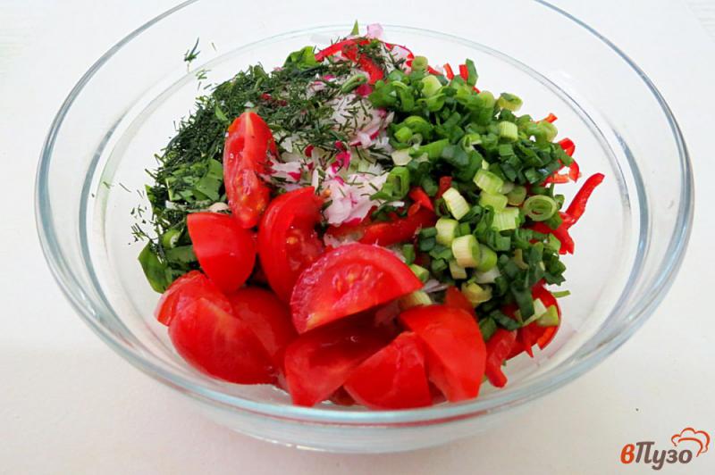 Фото приготовление рецепта: Салат из овощей и творога шаг №9