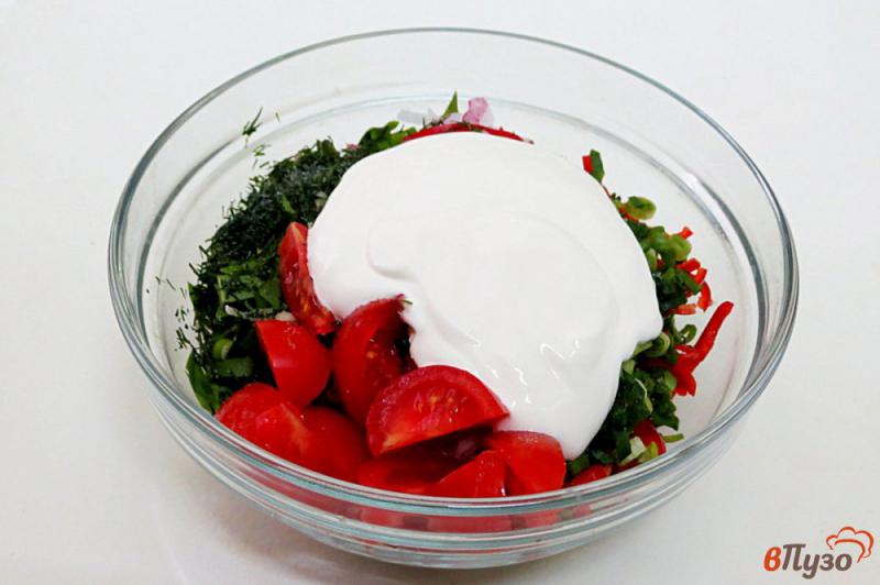 Фото приготовление рецепта: Салат из овощей и творога шаг №10