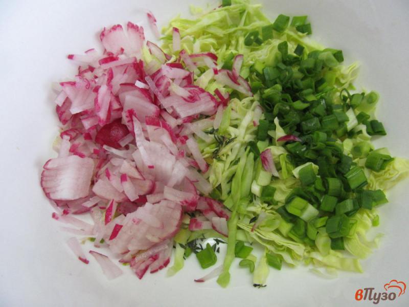 Фото приготовление рецепта: Салат из молодой капусты с редисом и тимьяном шаг №2