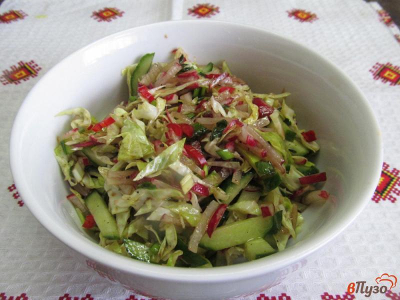 Фото приготовление рецепта: Салат из молодой капусты с редисом и тимьяном шаг №5