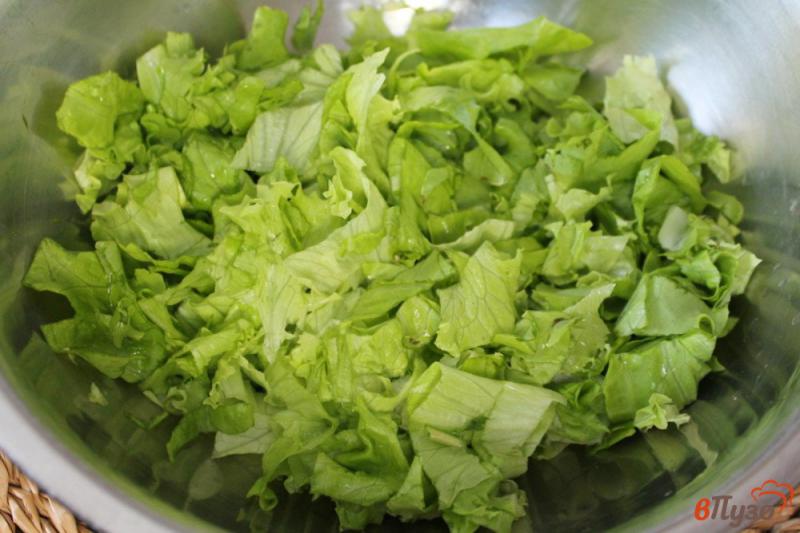 Фото приготовление рецепта: Зеленый салат с курицей и огурцом шаг №1