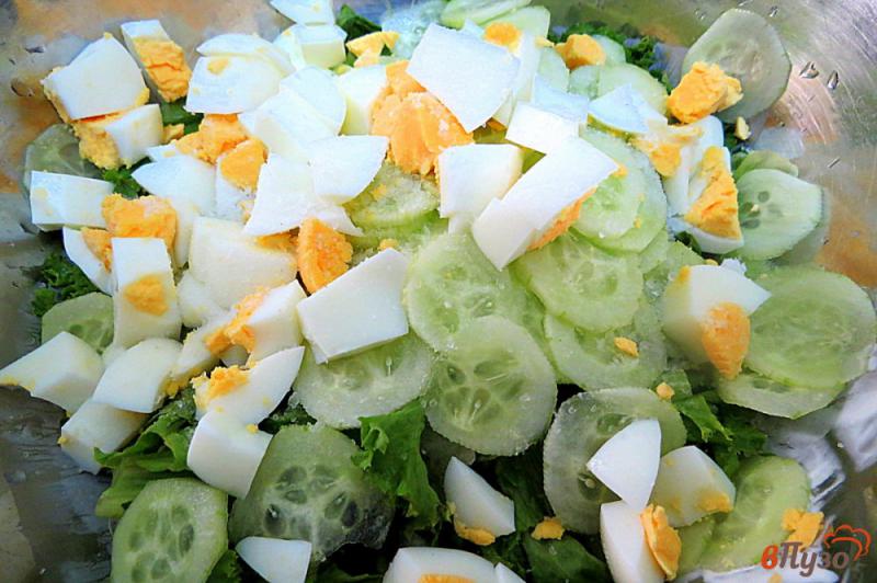 Фото приготовление рецепта: Салат из салата с огурцом шаг №6