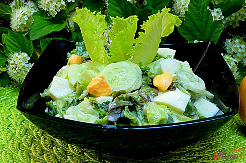 Фото приготовление рецепта: Салат из салата с огурцом шаг №7