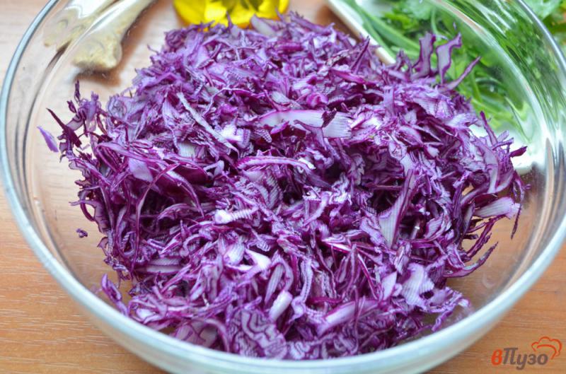Фото приготовление рецепта: Очищающий салат из краснокочанной капусты шаг №2