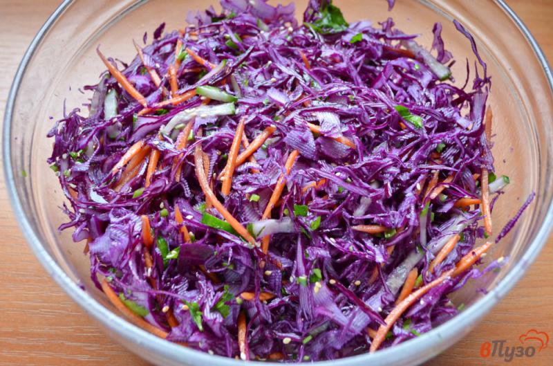Фото приготовление рецепта: Очищающий салат из краснокочанной капусты шаг №4