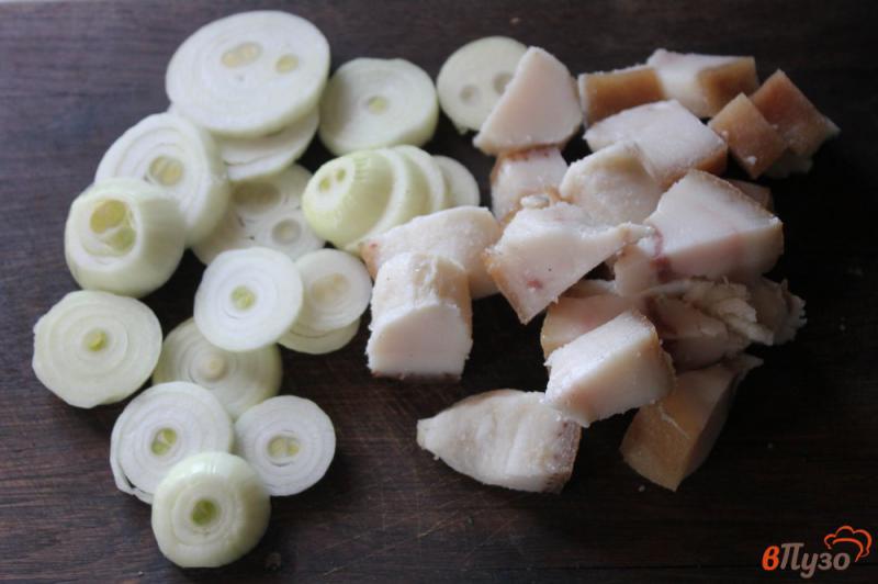 Фото приготовление рецепта: Картофель по - деревенски с салом и луком на костре шаг №3