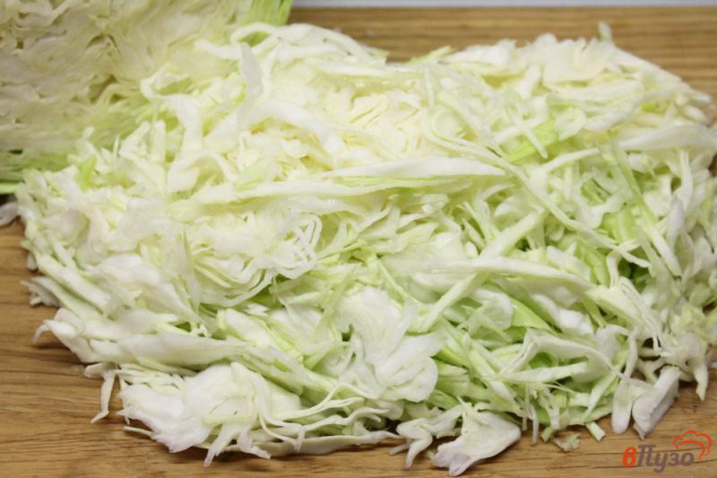 Фото приготовление рецепта: Салат из молодой капусты с семенами льна и чесноком шаг №1
