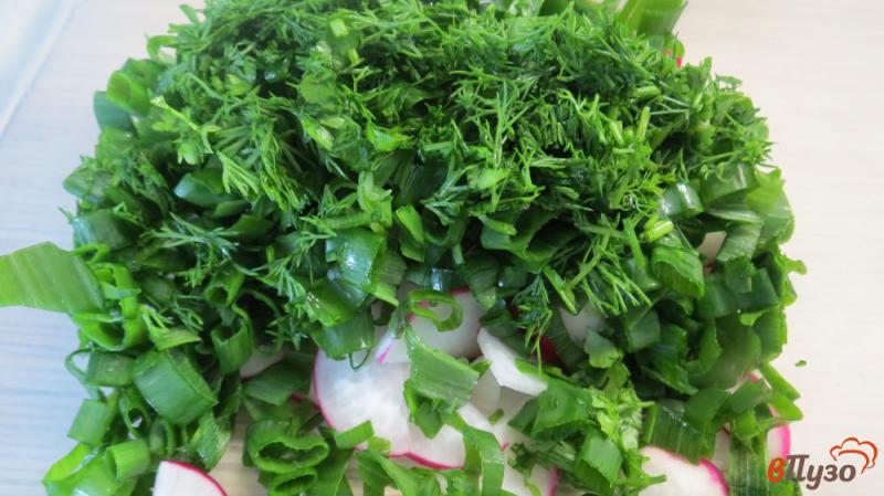 Фото приготовление рецепта: Салат с редисом и огурцами шаг №2