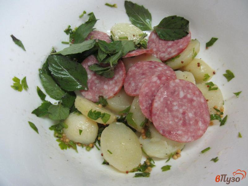 Фото приготовление рецепта: Итальянский картофельный салат с салями шаг №4
