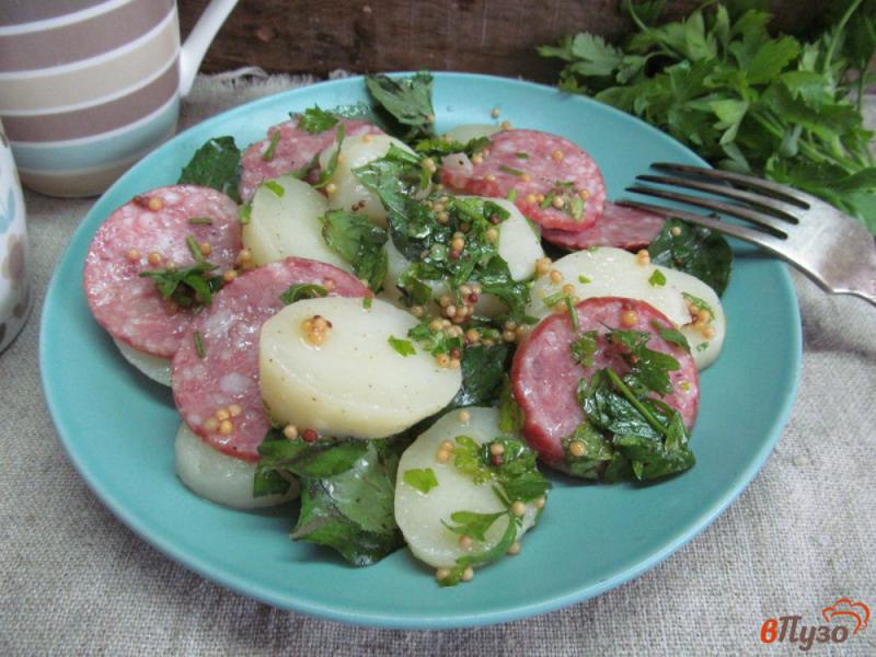 Фото приготовление рецепта: Итальянский картофельный салат с салями шаг №5
