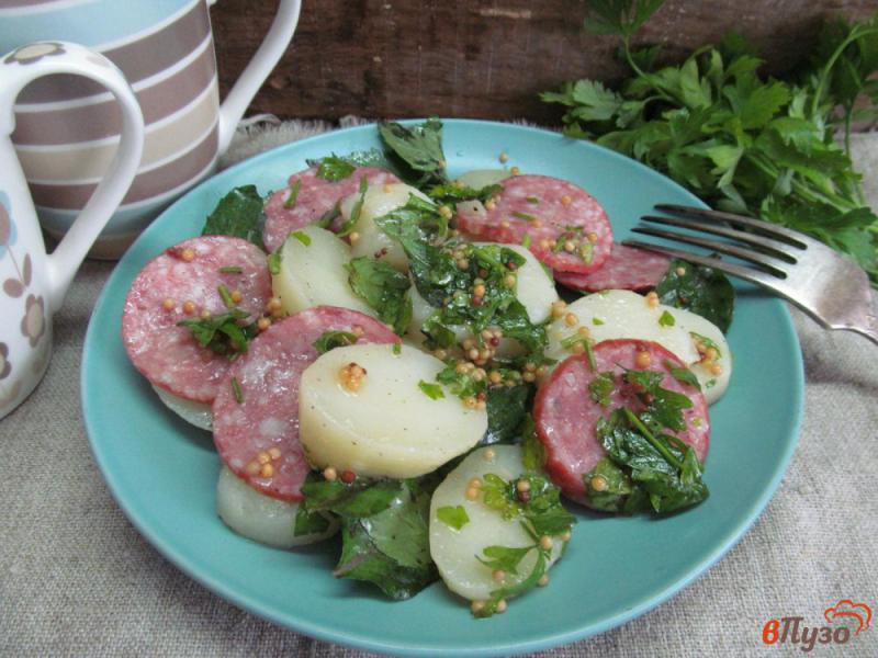 Фото приготовление рецепта: Итальянский картофельный салат с салями шаг №6