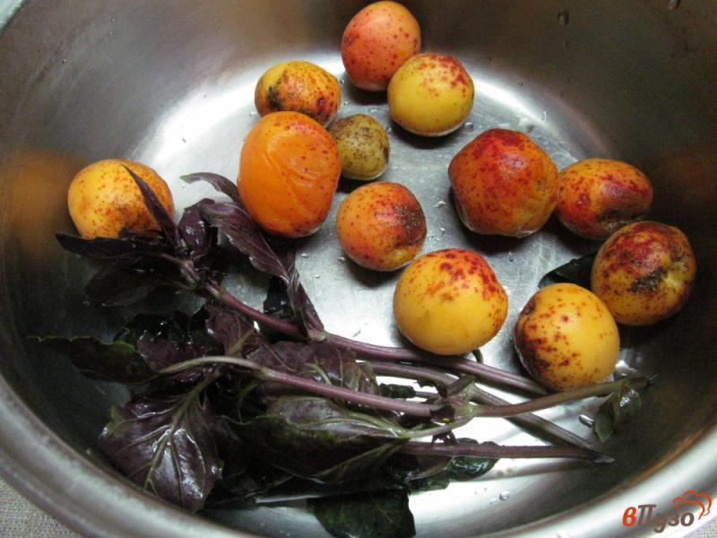 Фото приготовление рецепта: Абрикосовый компот с базиликом и яблоком шаг №1