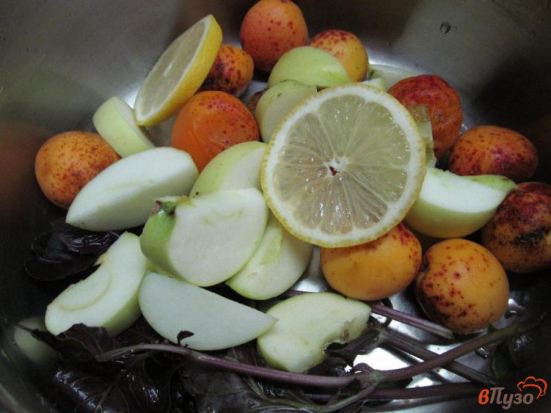 Фото приготовление рецепта: Абрикосовый компот с базиликом и яблоком шаг №2