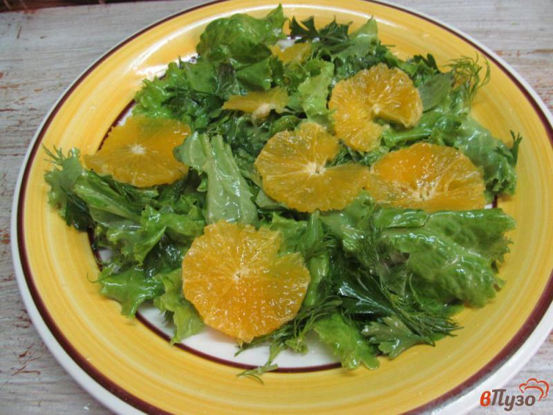 Фото приготовление рецепта: Салат из зелени с апельсином шаг №2