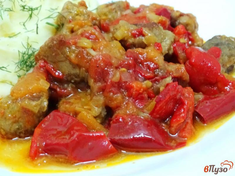 Фото приготовление рецепта: Жаркое со свининой сладким болгарским перцем и помидорами шаг №13