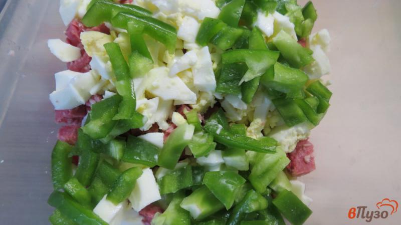 Фото приготовление рецепта: Салат  с колбасой и овощами шаг №3