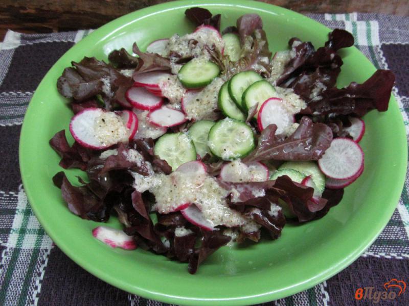 Фото приготовление рецепта: Хрустящий салат под соусом их хрена шаг №5
