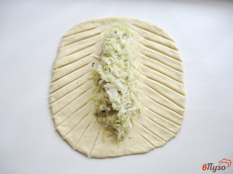 Фото приготовление рецепта: Плетенка с капустой и грибами шаг №4