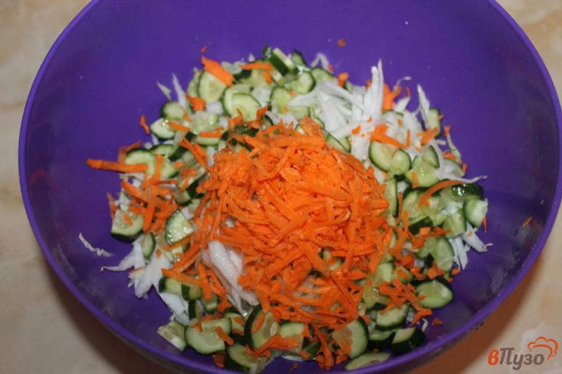 Фото приготовление рецепта: Салат из пекинской капусты, моркови и огурца шаг №3