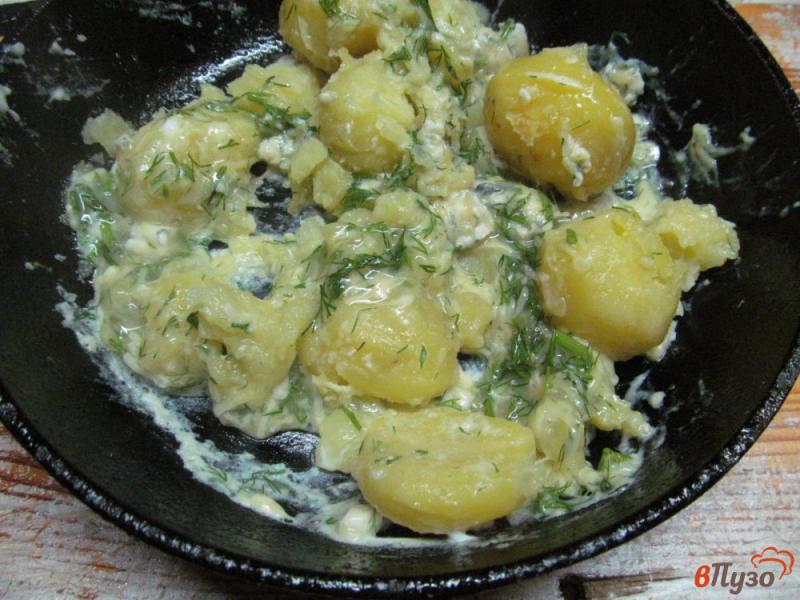 Фото приготовление рецепта: Сливочный картофель под соусом из сыра и яйца шаг №7