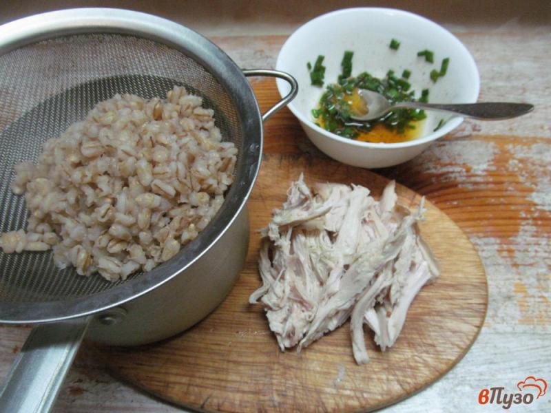 Фото приготовление рецепта: Салат из перловки с курицей грибами и виноградом шаг №2
