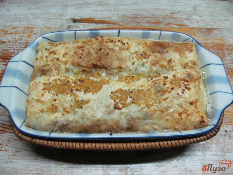 Фото приготовление рецепта: Заливной пирог из лаваша с курицей и яйцом шаг №10